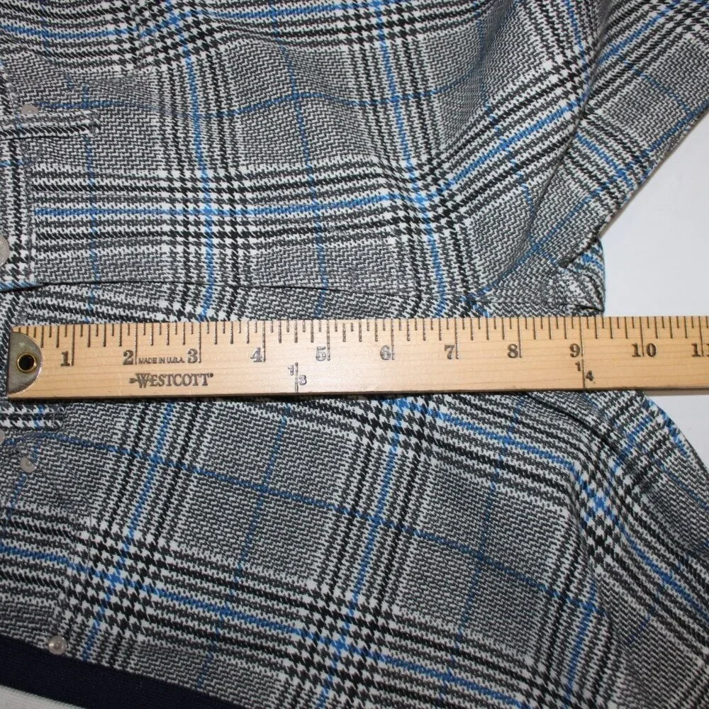 Mother Pant Sz 28 x 27 Black Blue White Striped Side Plaid Straight Cotton Pant - Picture 15 of 16